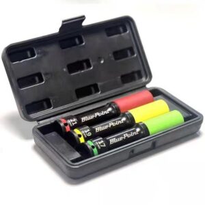 BLUE POINT 3-piece set of colored extended anti-scratch wheel socket sleeves, tire bolt clip sleeves, and wheel hub protection sleeves.BLPCLISS3